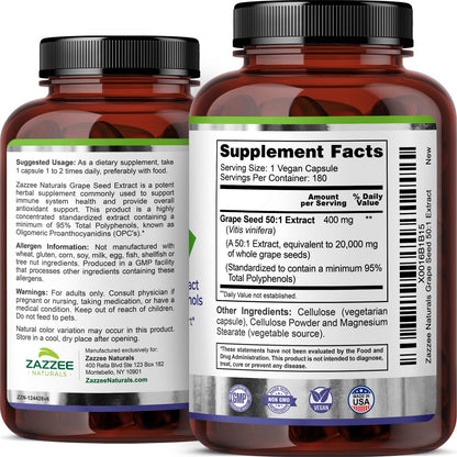 Premium USA imported Zazzee antioxidant supplement packaging
