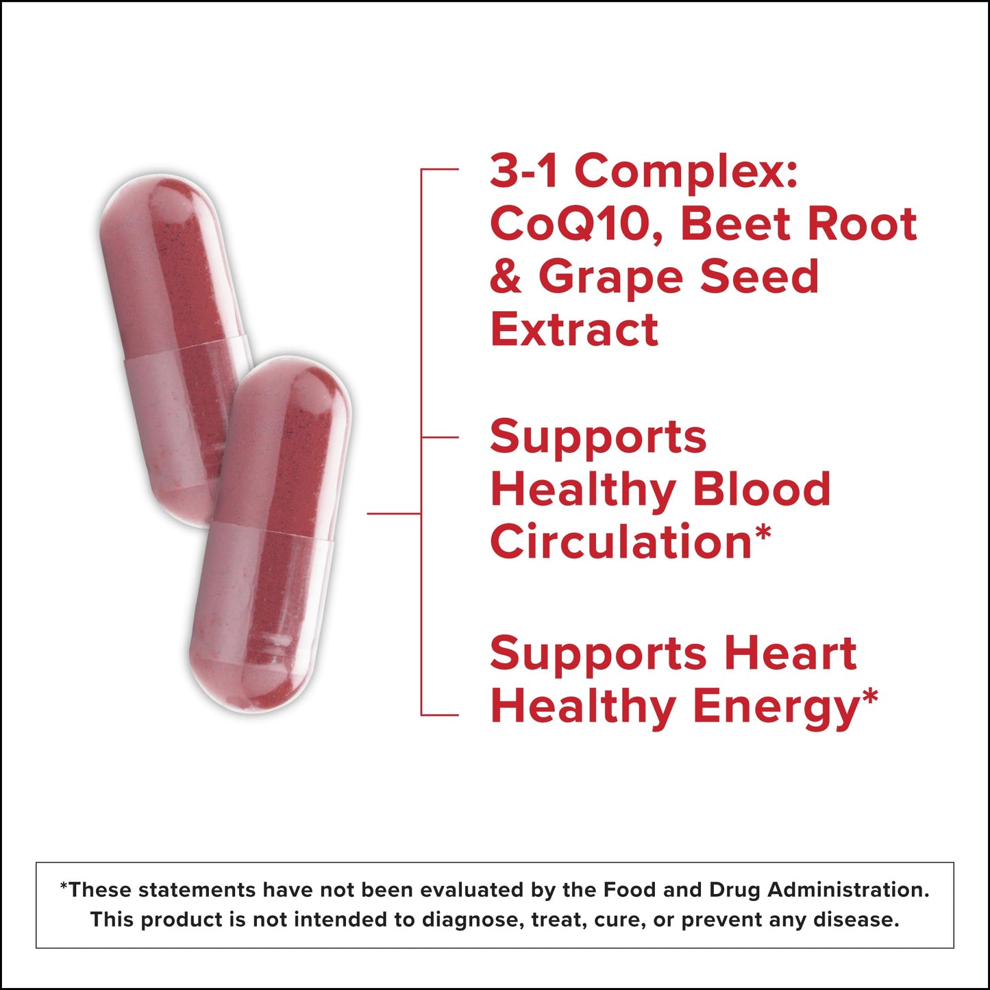 Qunol 3-in-1 Beet Root CoQ10 and Grape Seed bottle label
