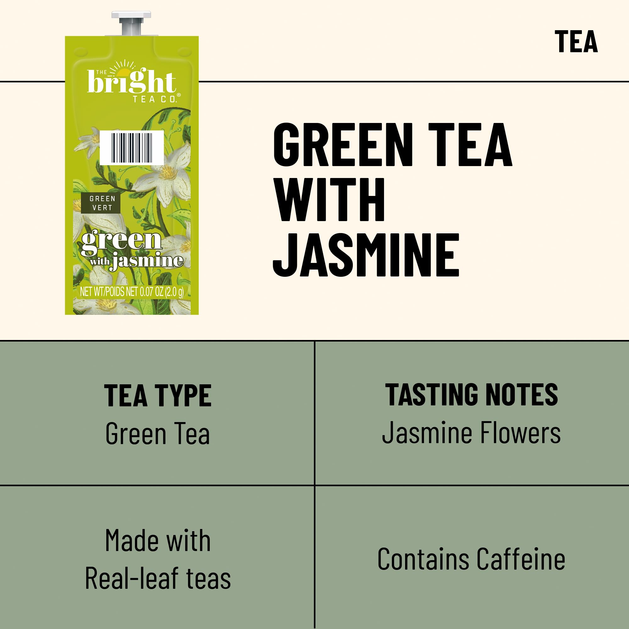 Close up of Flavia Jasmine Green Tea Freshpack packaging