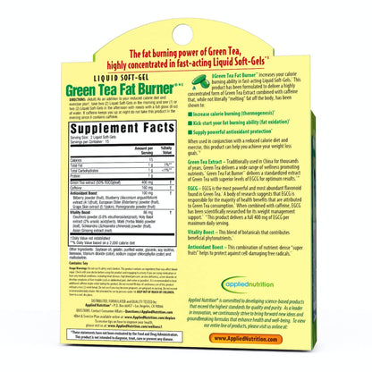 Applied Nutrition Green Tea Fat Burner supplement facts label