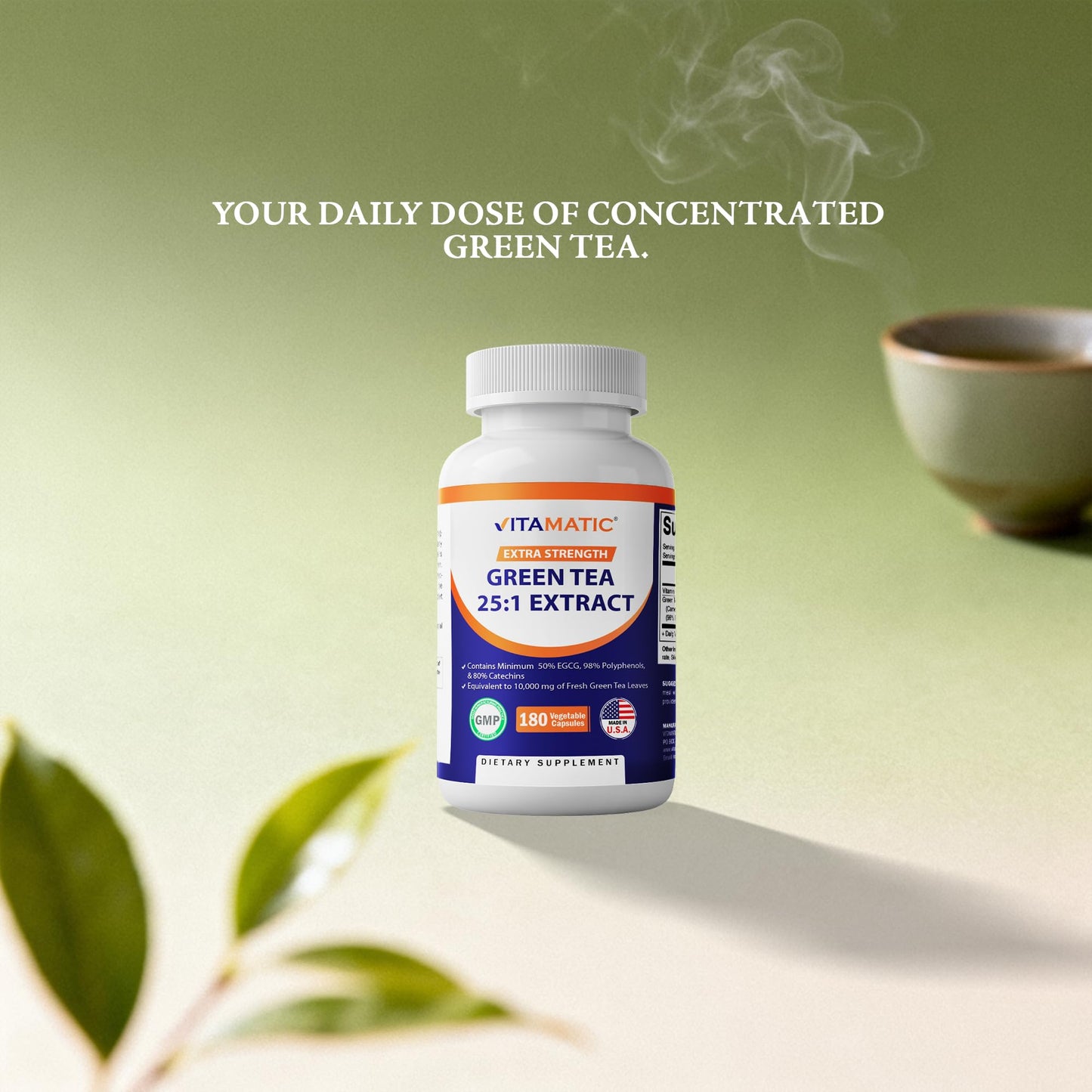 Vitamatic Green Tea Extract ingredients and purity certification