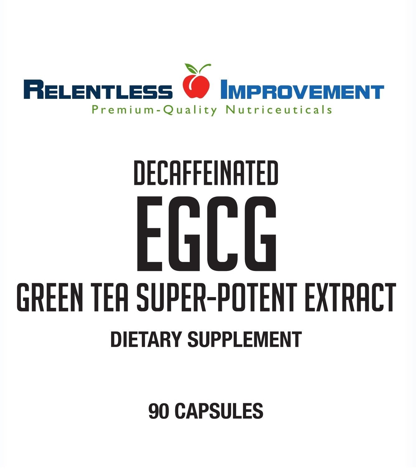 Relentless Improvement EGCG 670mg supplement bottle details