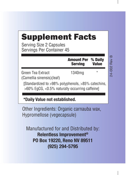 High potency EGCG green tea extract bottle side view