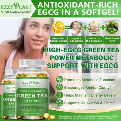 Side view of Hzzyplant green tea softgel capsules