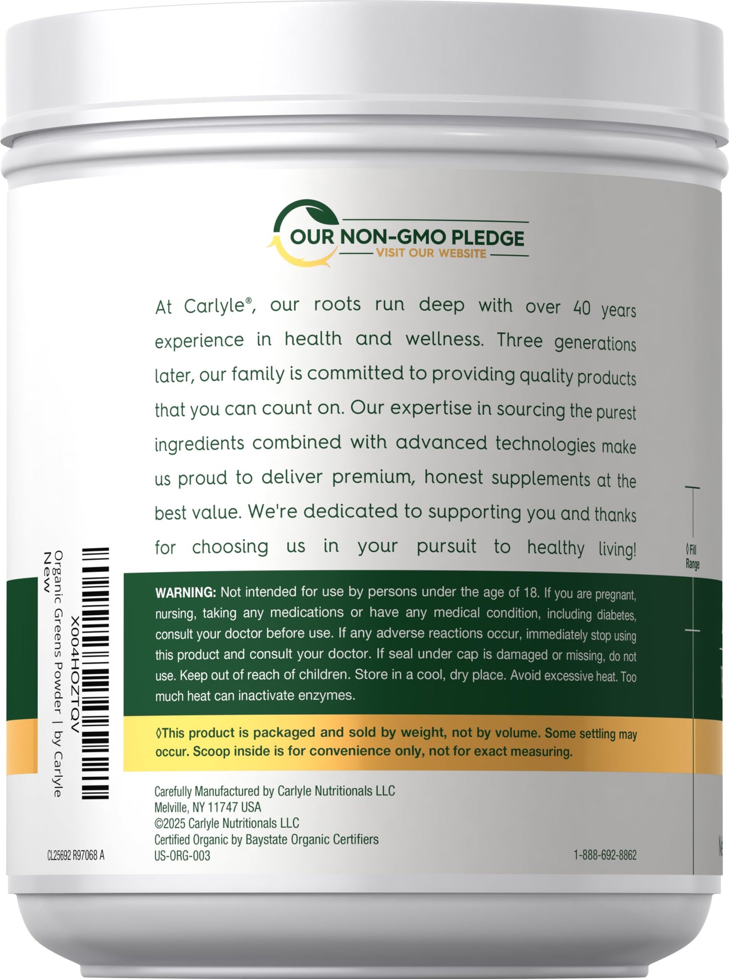 Organic greens powder scoop with superfood blend