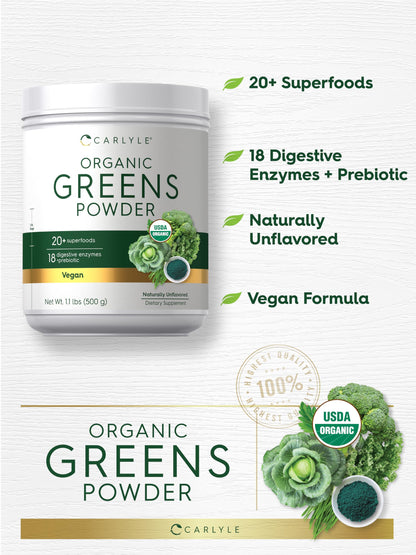 Carlyle nutrition greens powder packaging side profile