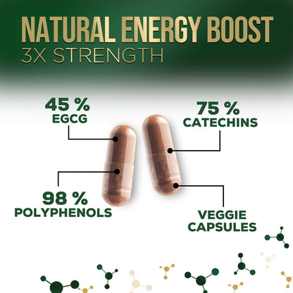 Side view of Natures Nutrition green tea 60 capsule bottle
