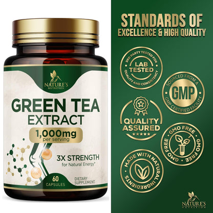 Natures Nutrition green tea extract vegan and non-GMO label