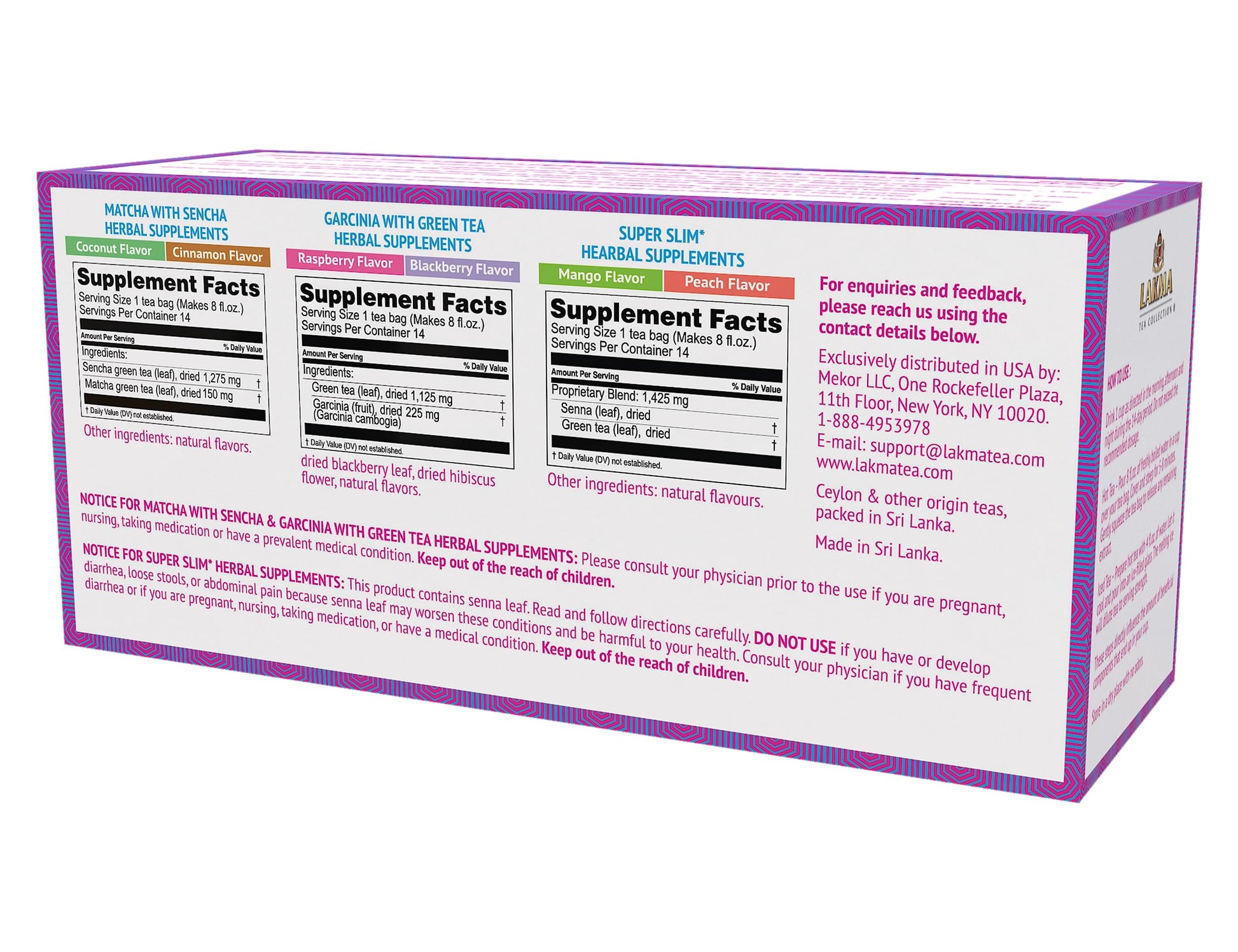 Hyleys weight loss tea sachets and packaging