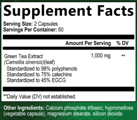 Built By Nature Green Tea Extract nutritional facts label