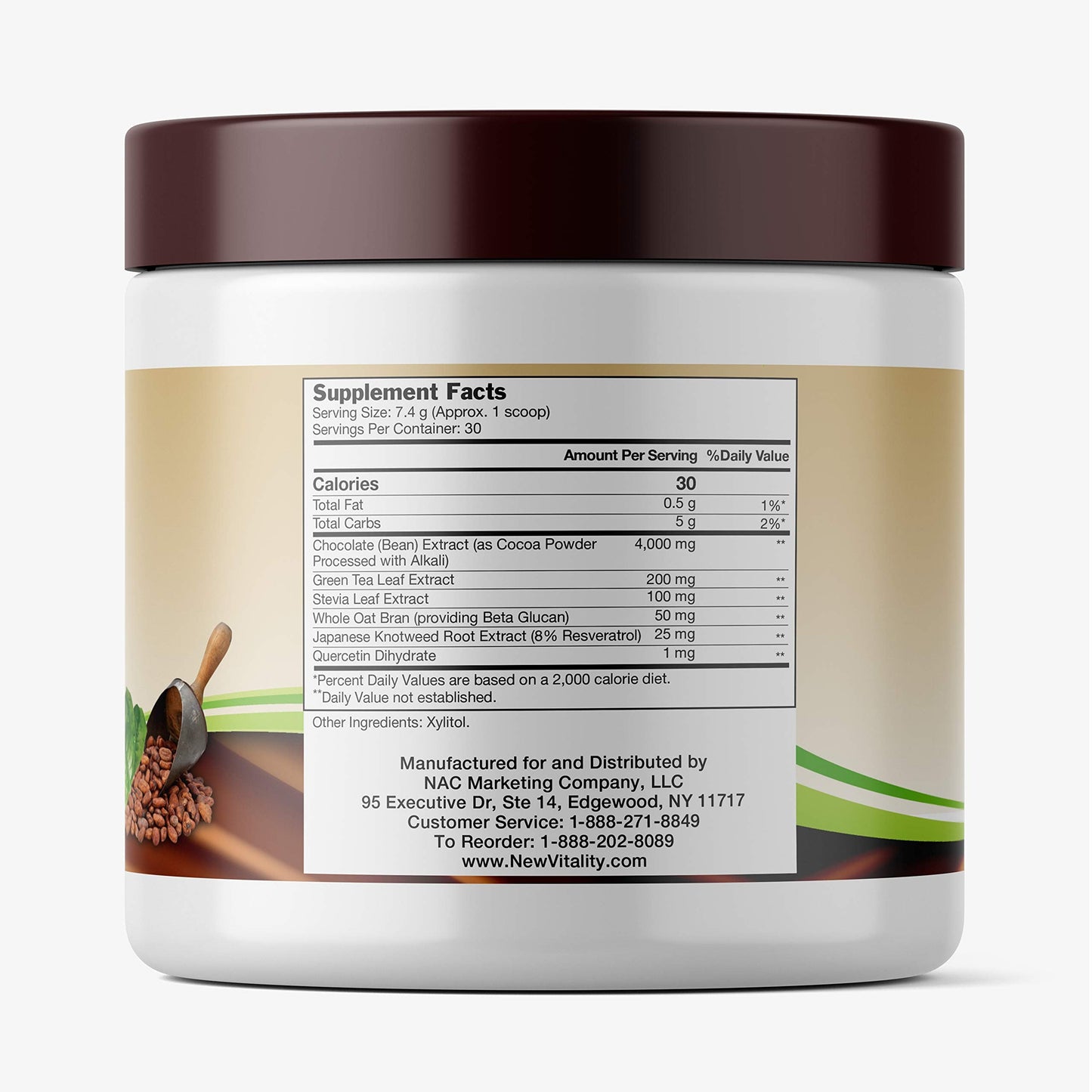 Close up of Coco Complete chocolate superfood powder texture