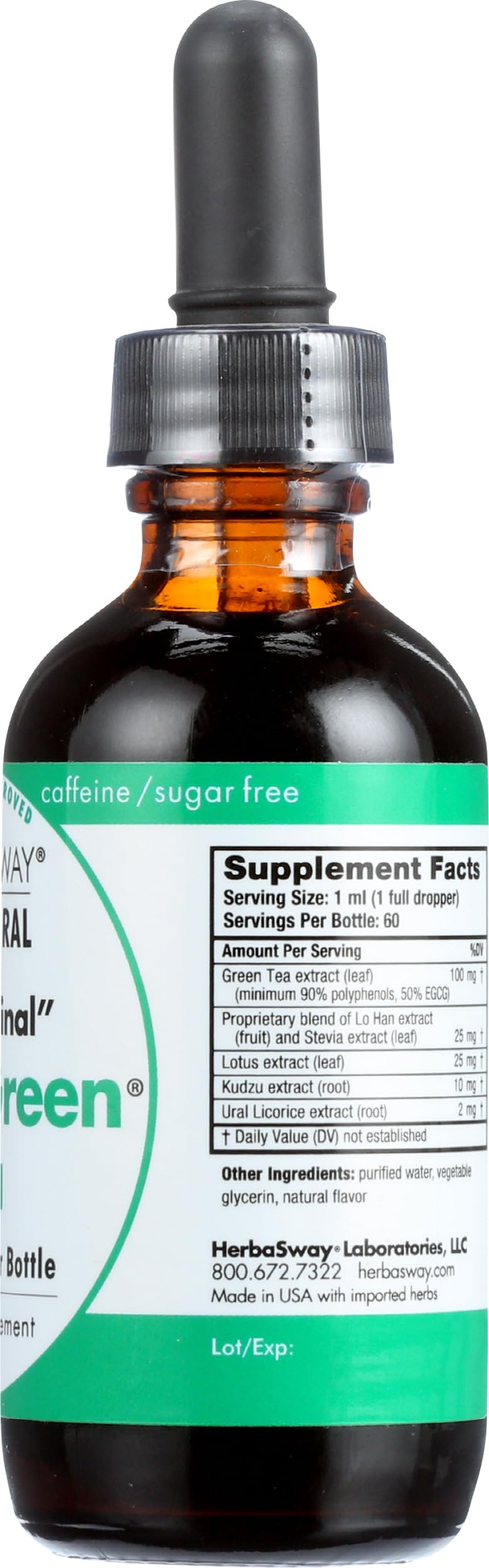 Herbasway 60 servings green tea supplement bottle