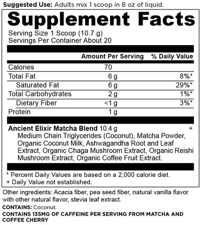 Scoop of Ancient Nutrition Matcha Energy Elixir powder