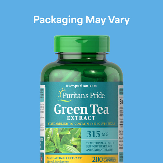 Puritan's Pride green tea supplement bottle label details