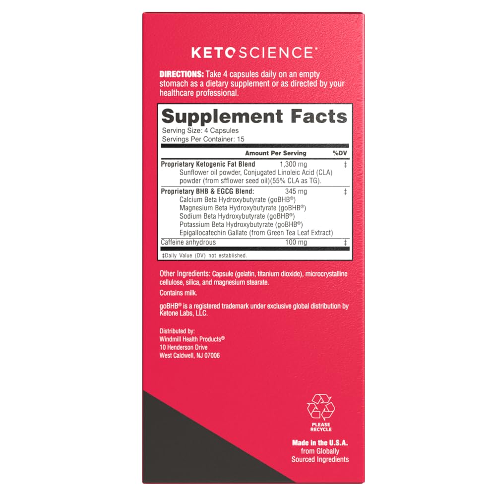 Keto Science Keto Burn 60 capsules supplement facts label