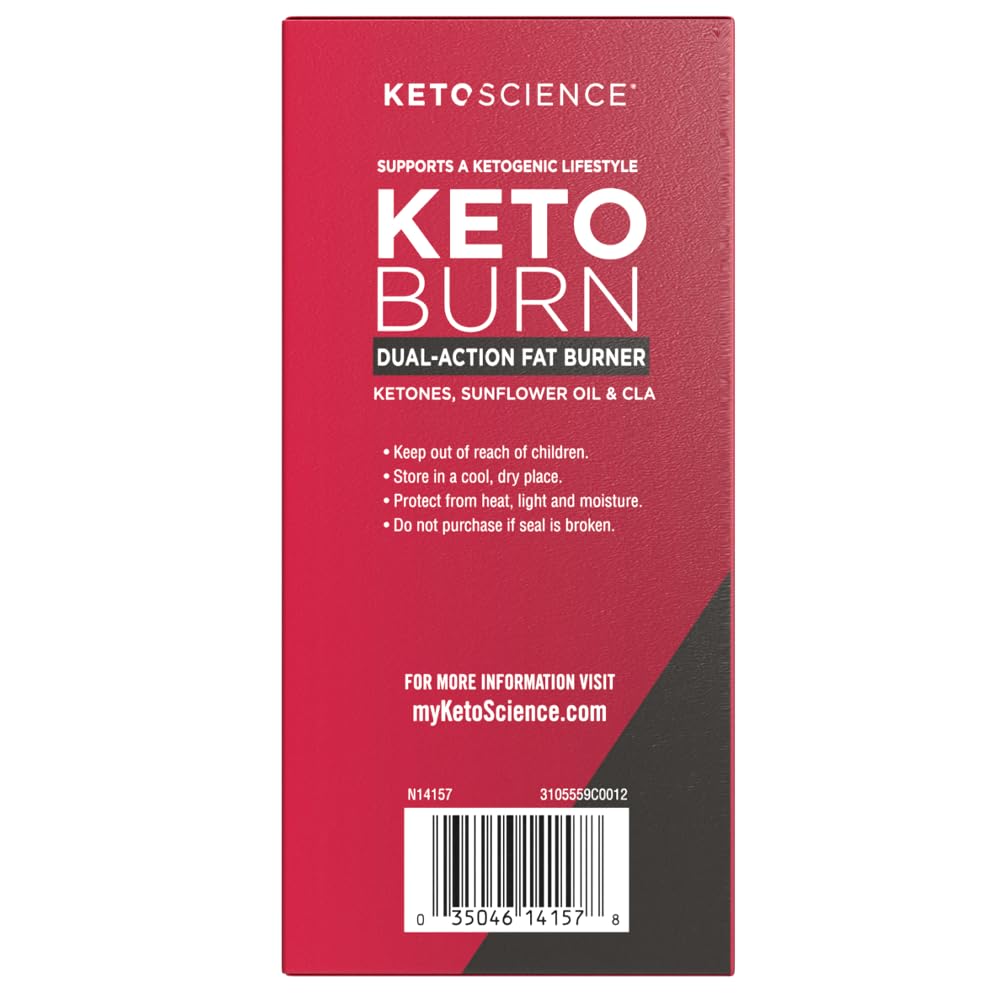 Side view of Keto Science Keto Burn bottle showing BHB ingredients