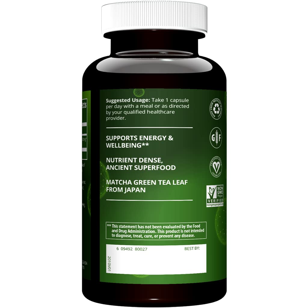 MRM 500 mg vegan matcha green tea capsules supplement bottle
