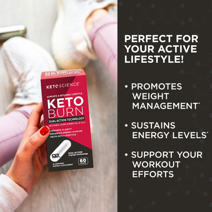 Detailed ingredient list on Keto Science Keto Burn bottle