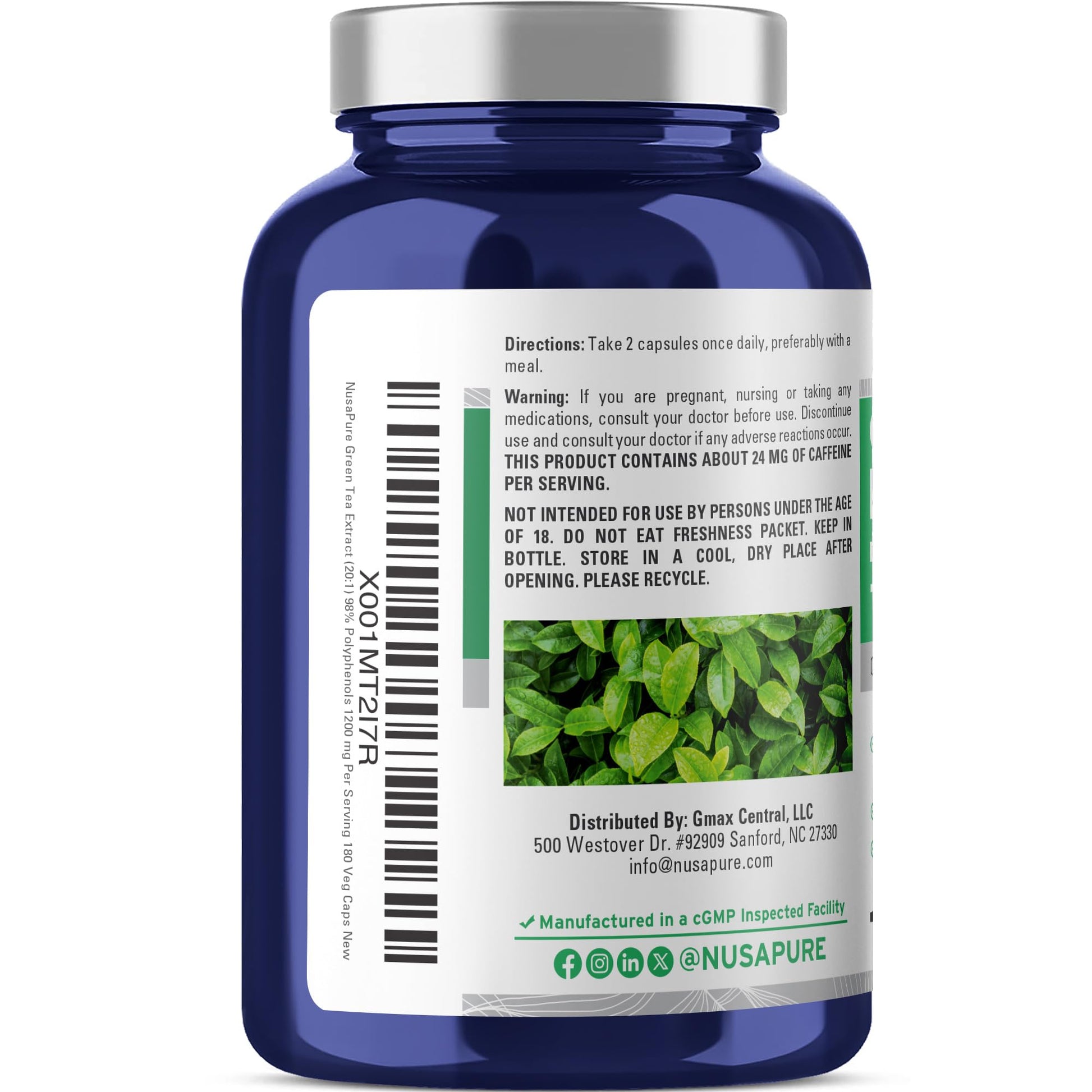 NusaPure Green Tea 20 to 1 extract label details