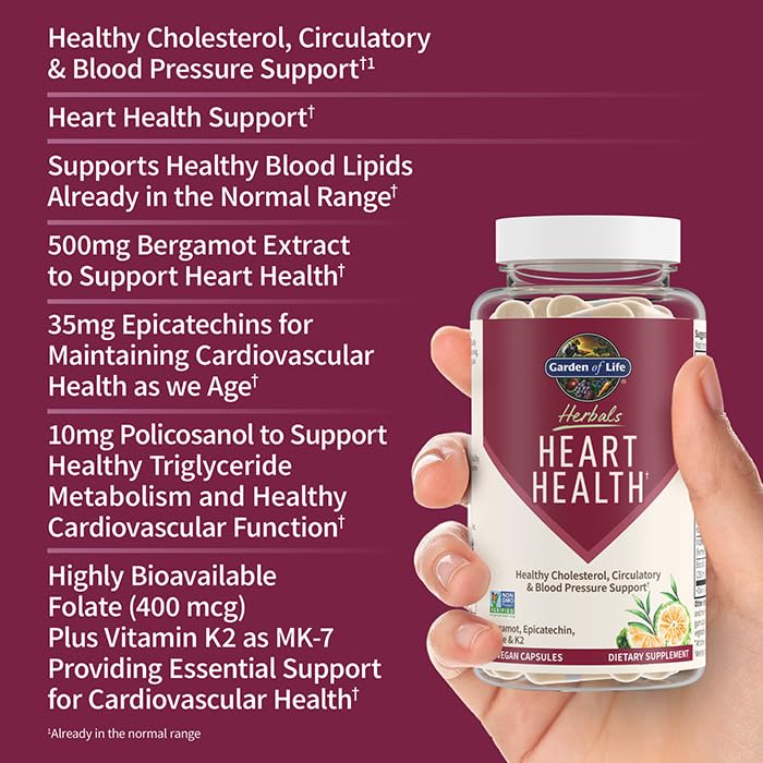 Garden of Life heart health 30 capsules bottle top view