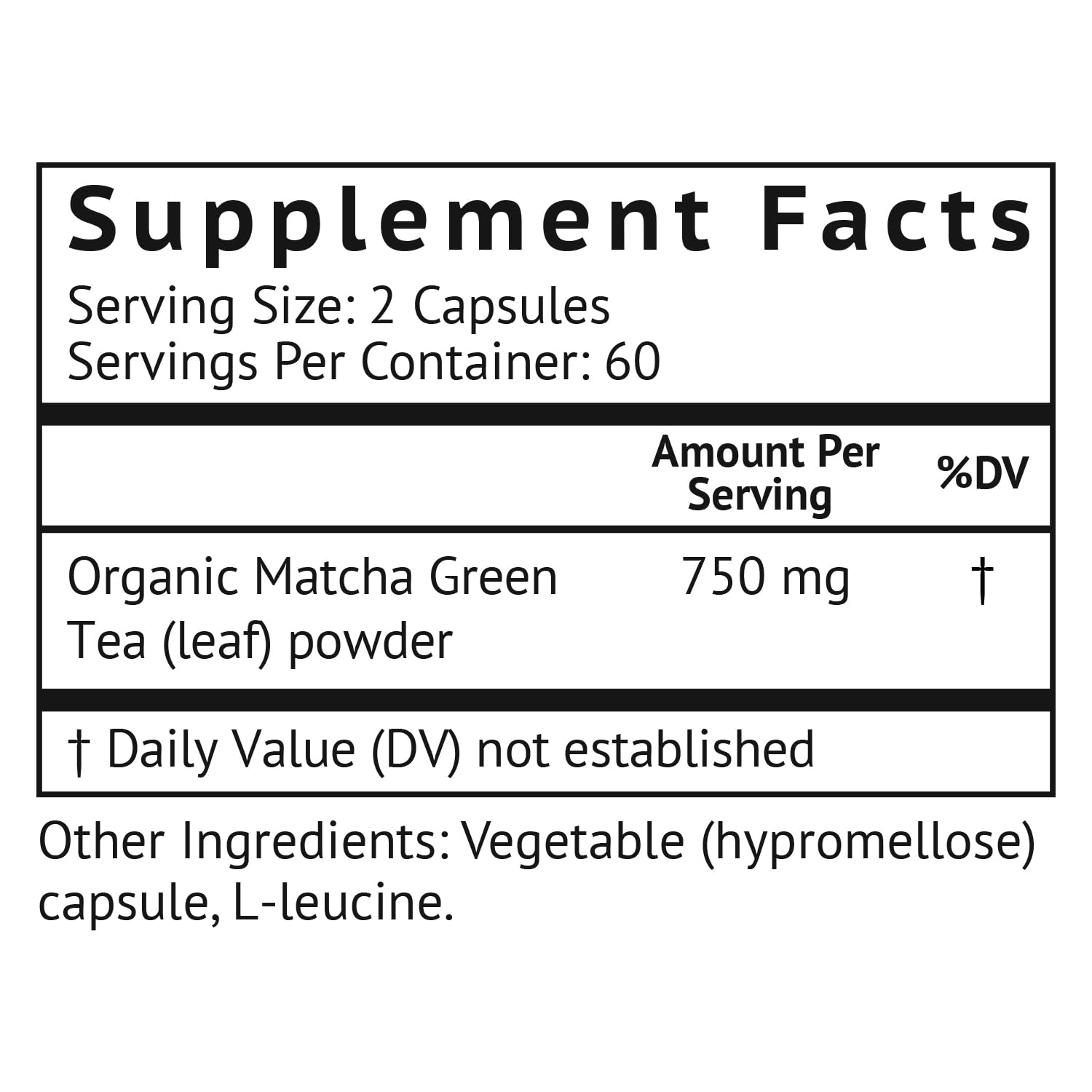 VitaMonk Matchamax 120 count bottle nutritional label