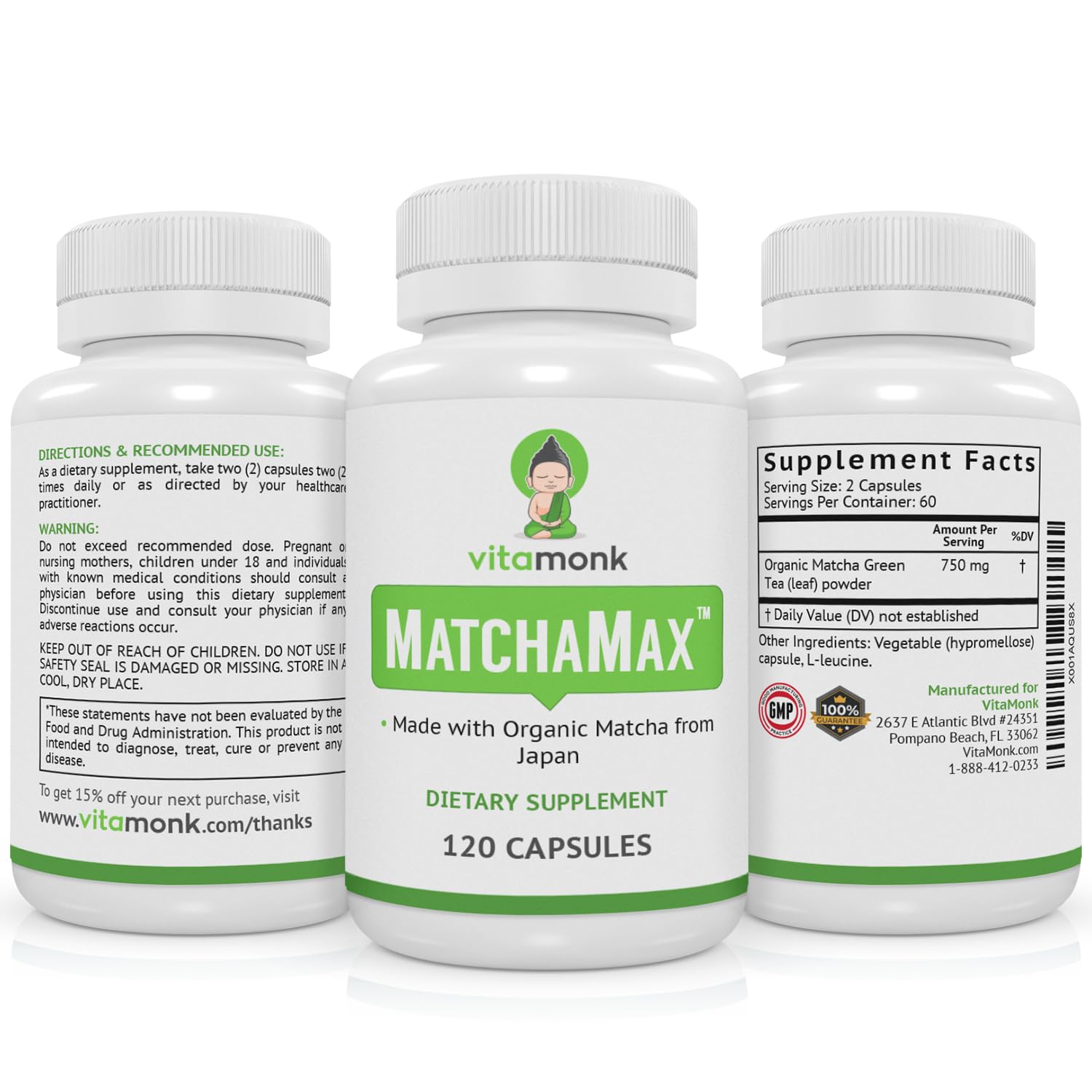 VitaMonk Matchamax dietary supplement for energy and focus