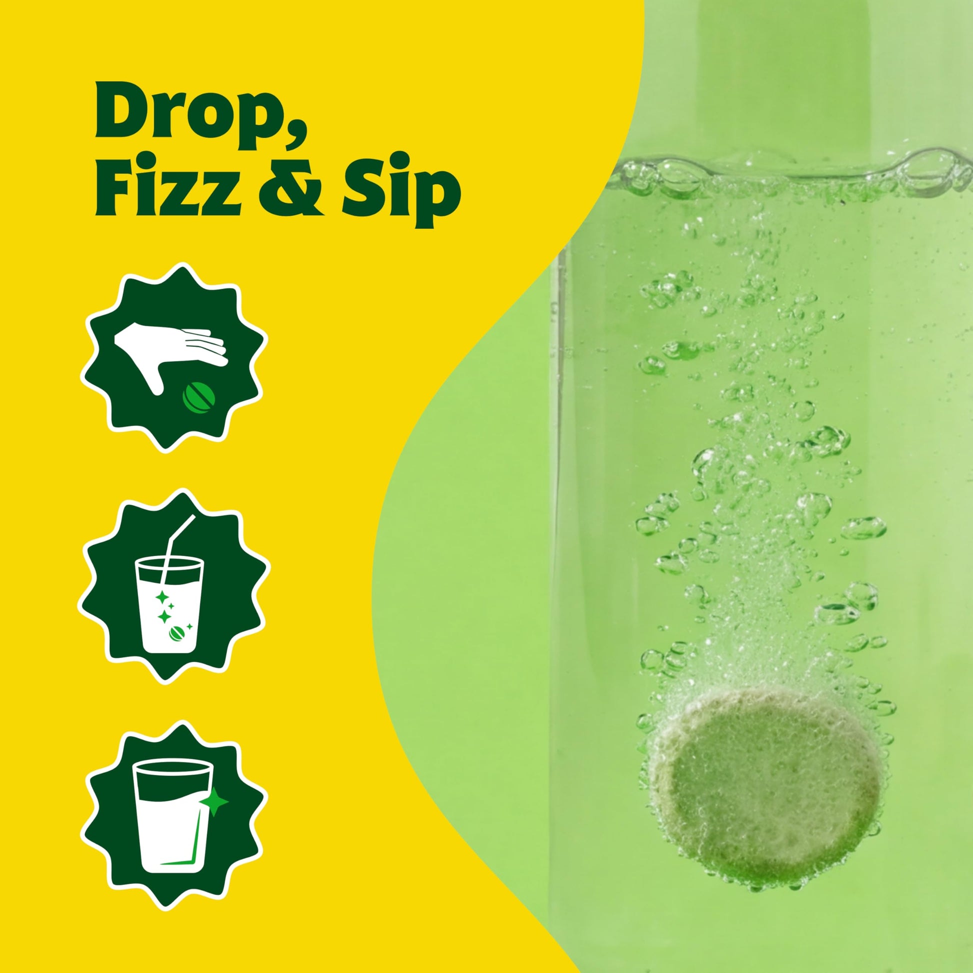 Close up of Amazing Grass fizzy green tablet texture