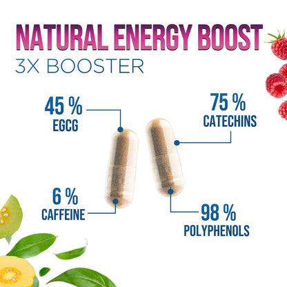 Side view of Green Tea Extract 60 capsules bottle showing ingredients
