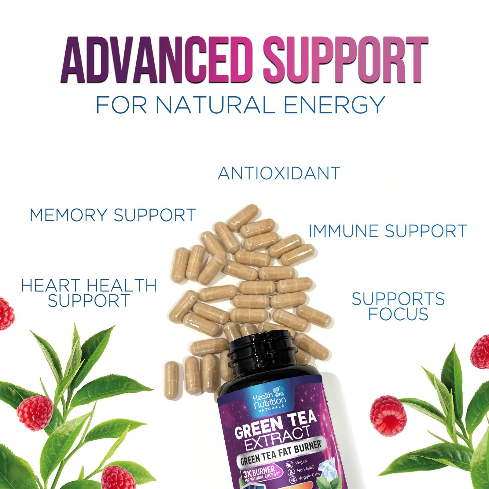Close up of 1300mg Green Tea Extract capsule packaging