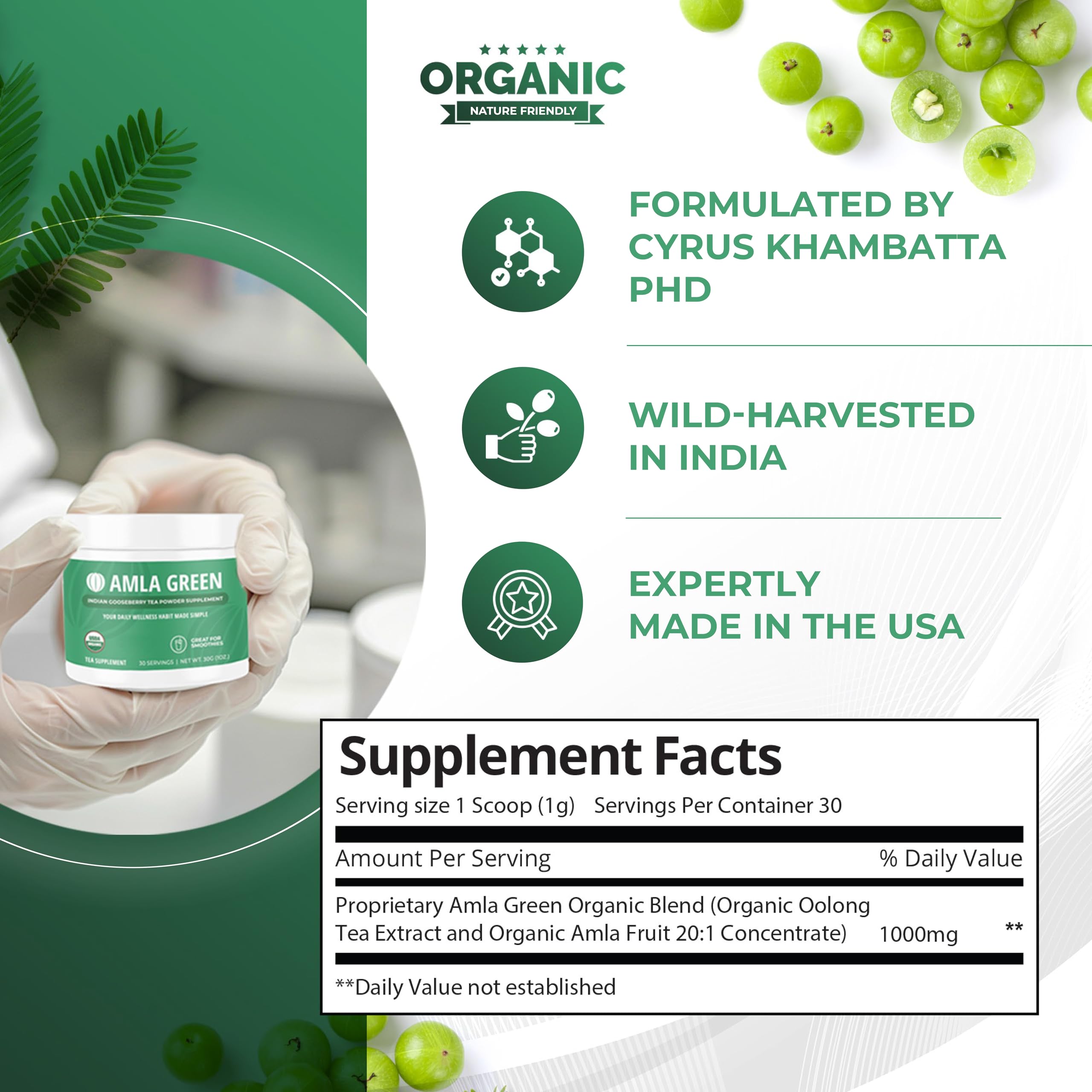 Amla Green 20x concentrated antioxidant powder scoop