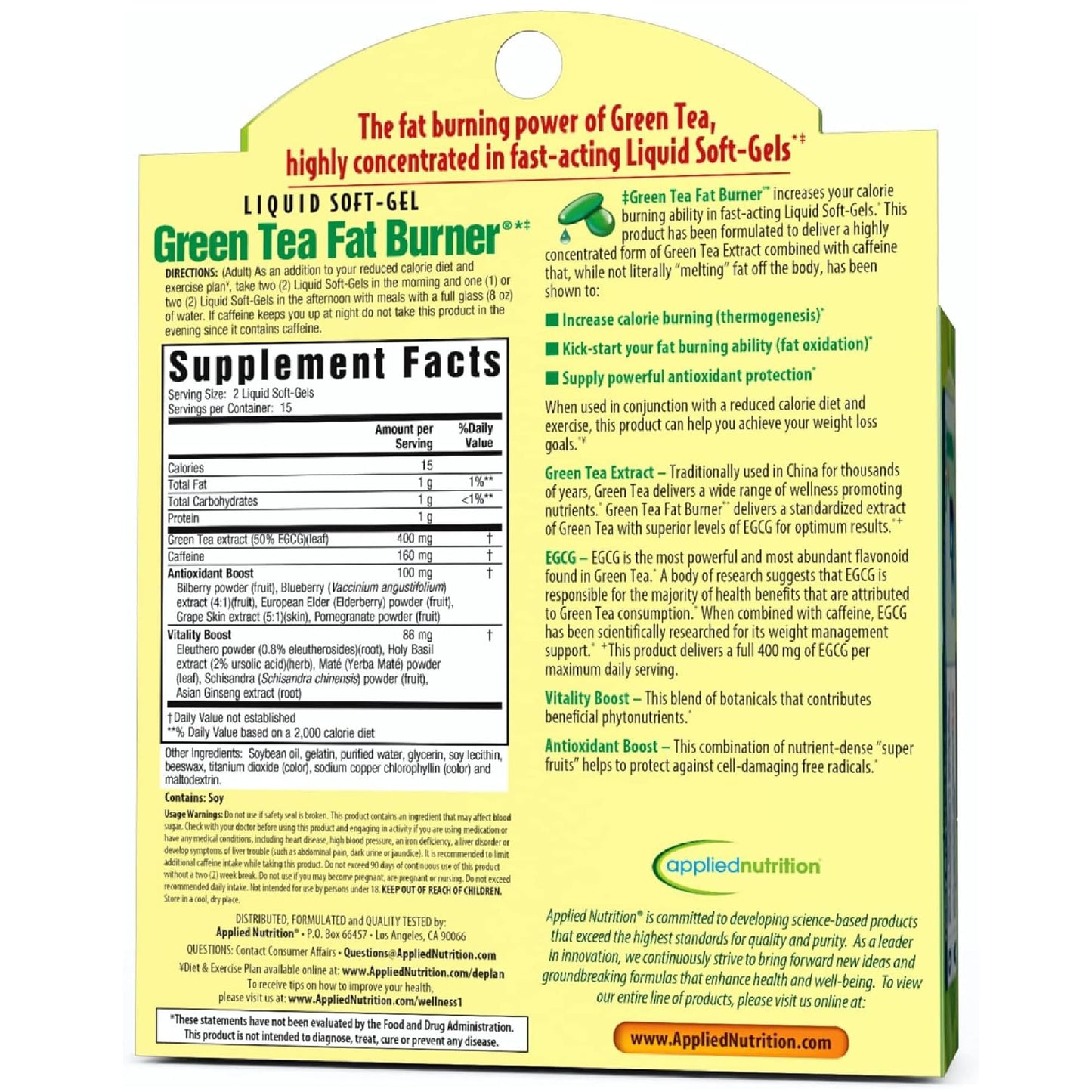 Applied Nutrition green tea fat burner antioxidant blend
