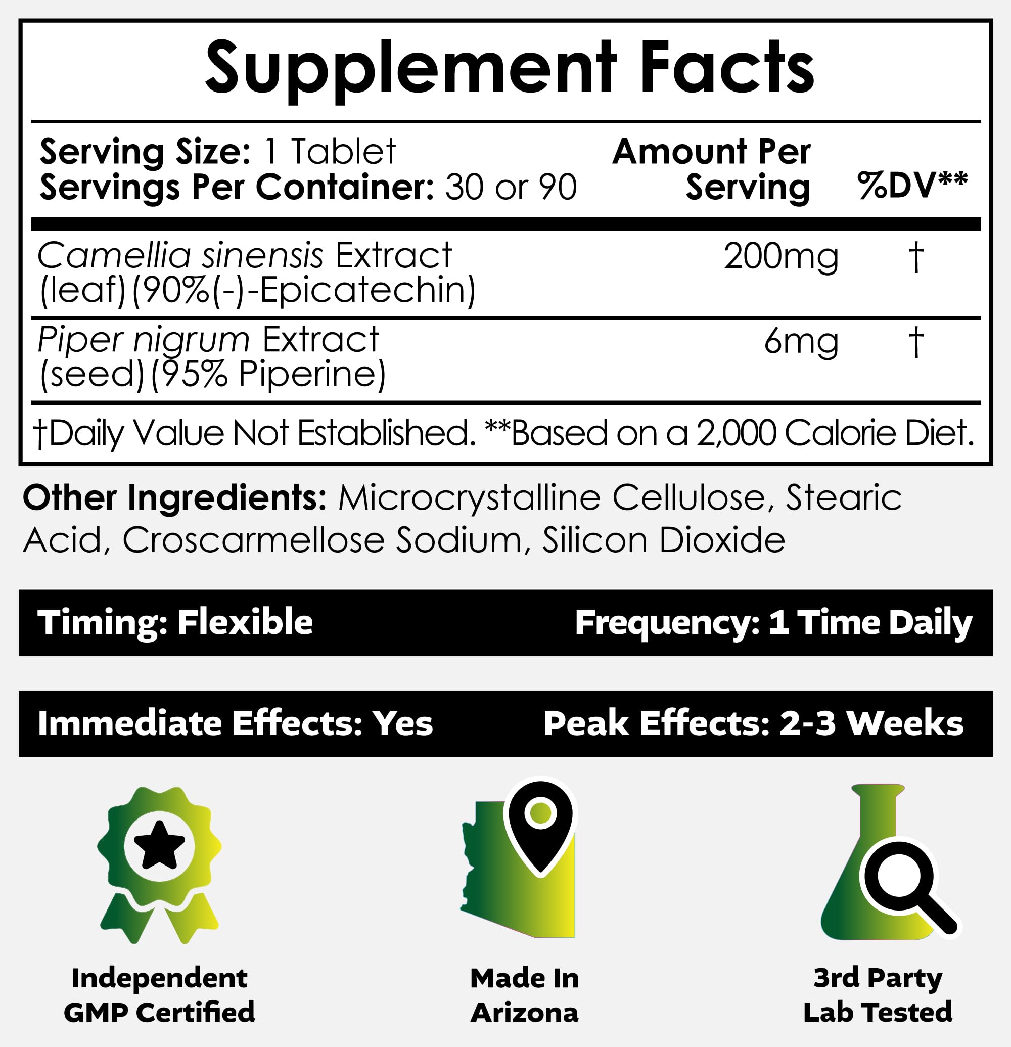 Nootropics Depot Epicatechin supplement label details