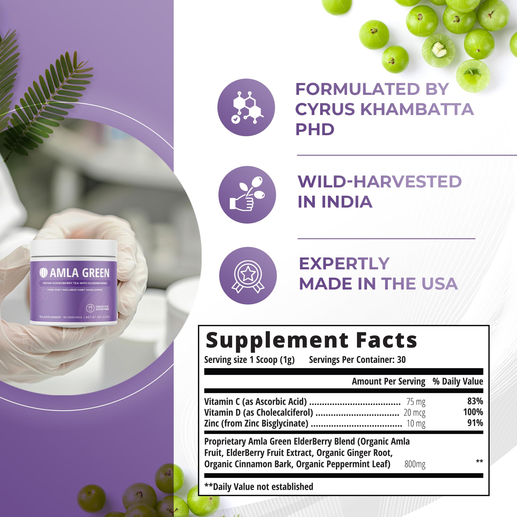 Amla Green 20x concentrated superfood powder tub