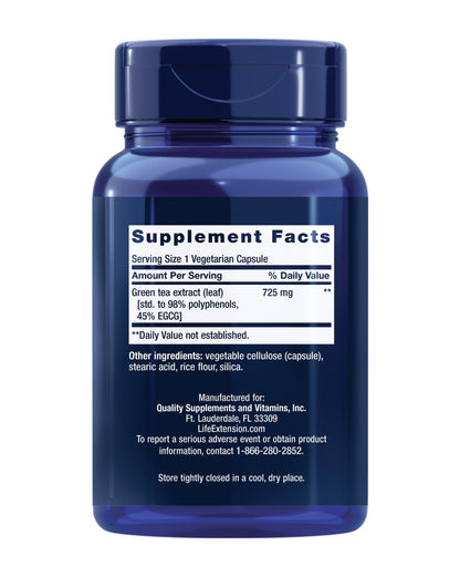 Life Extension Mega Green Tea Extract supplement facts label