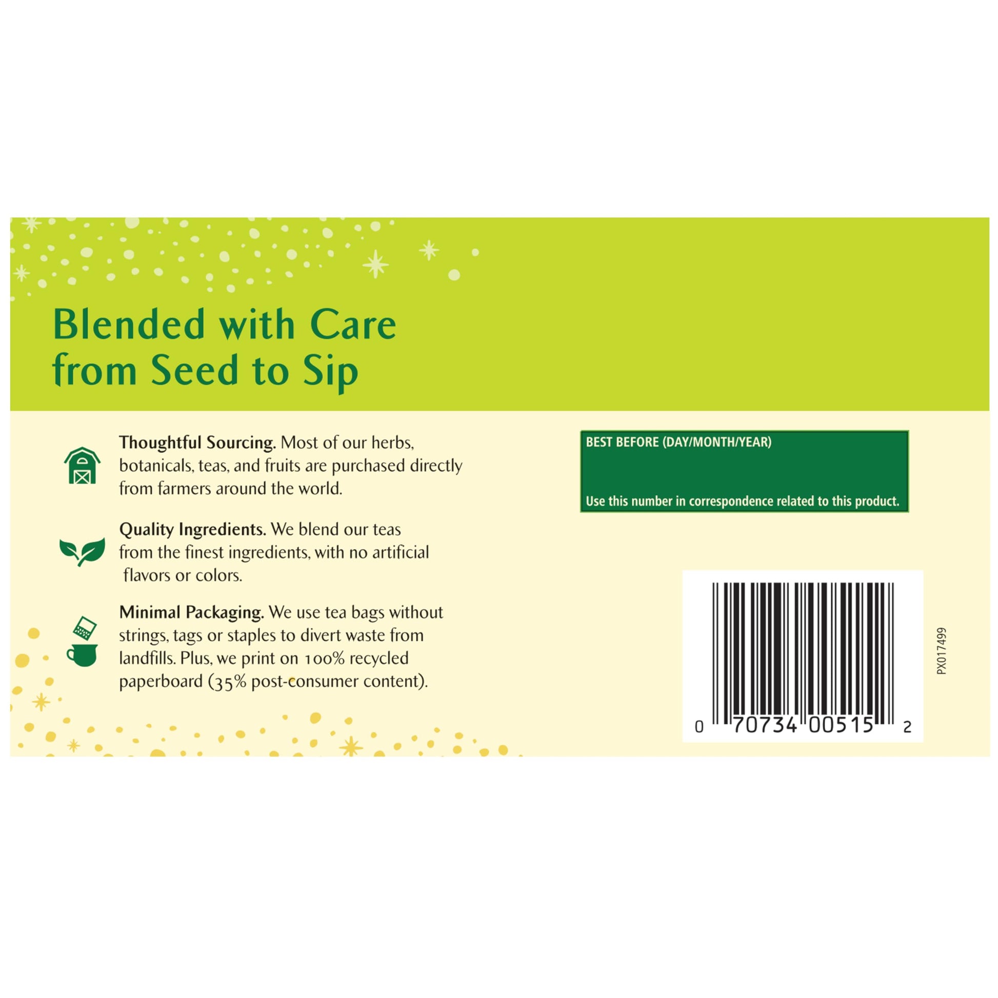 Top view of Celestial Seasonings tea bag packaging