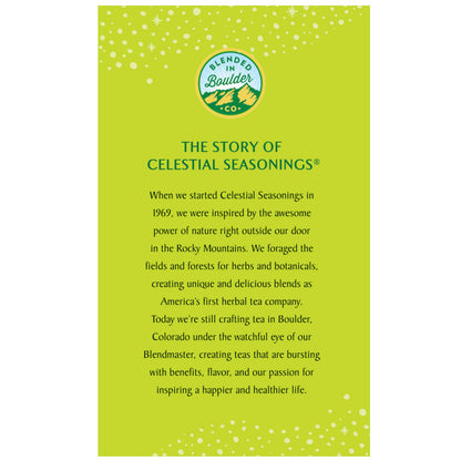 Back of packaging showing brewing instructions for Celestial Seasonings tea