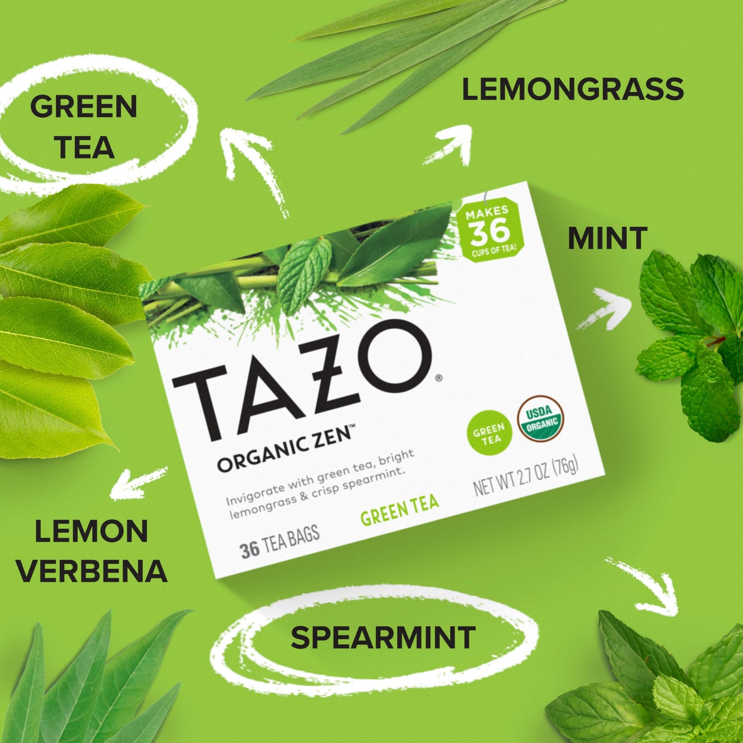 Tazo Organic Zen Green Tea ingredients and certifications