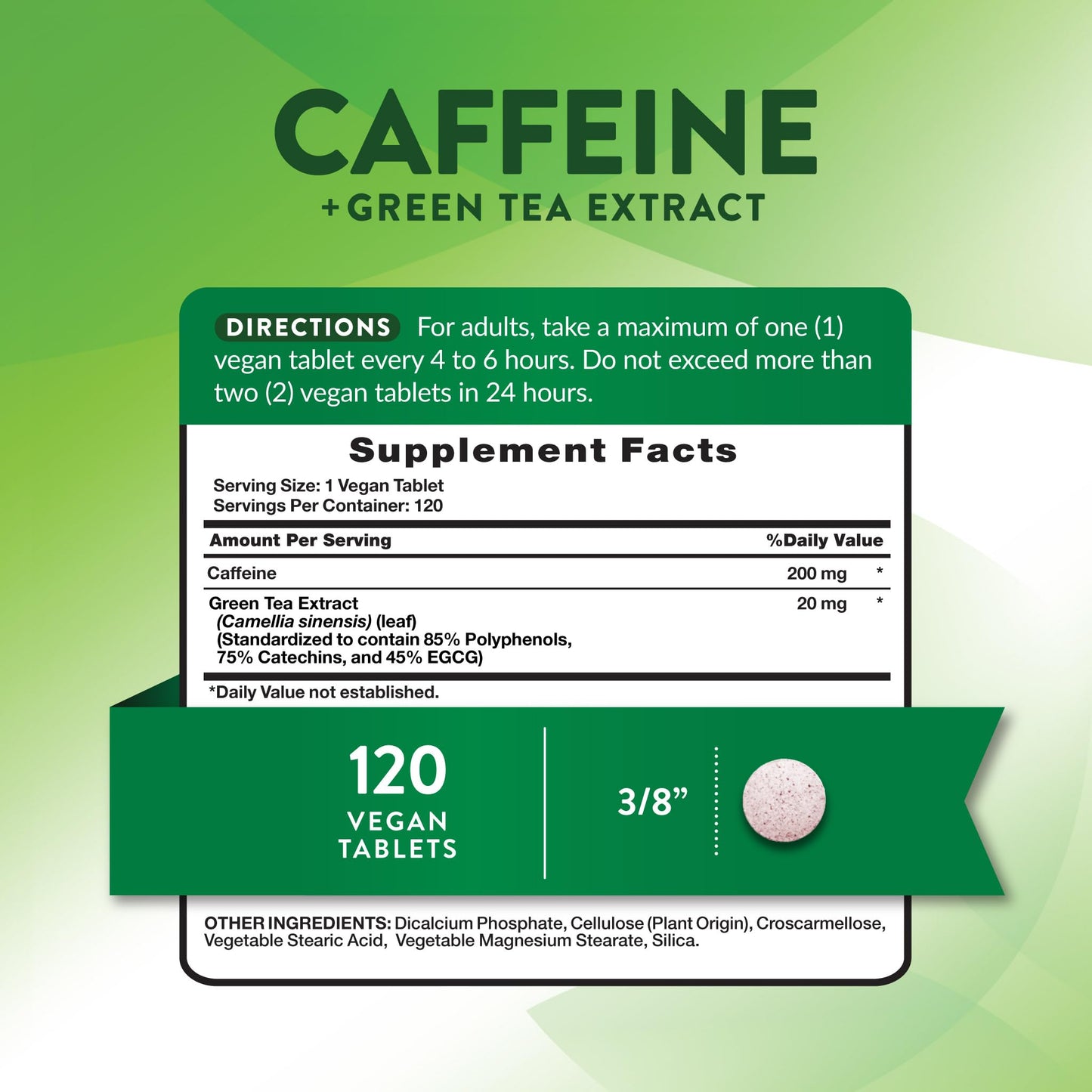 Nature's Truth 220mg caffeine supplement label details