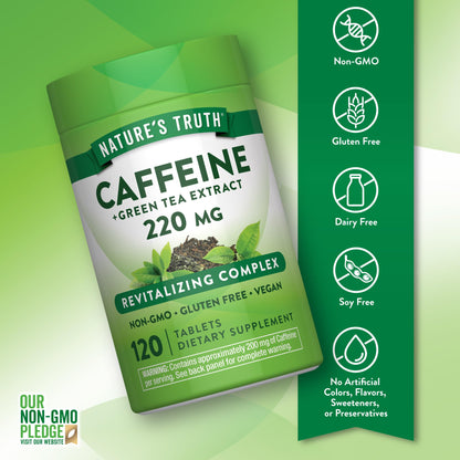 Back of Nature's Truth caffeine tablets bottle showing ingredients
