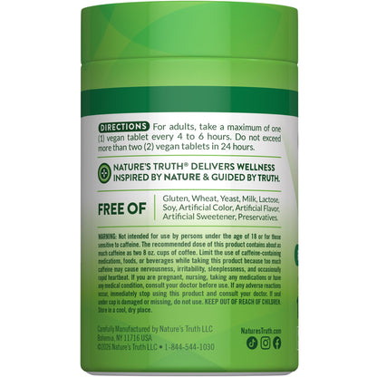 Nature's Truth caffeine tablets for energy support