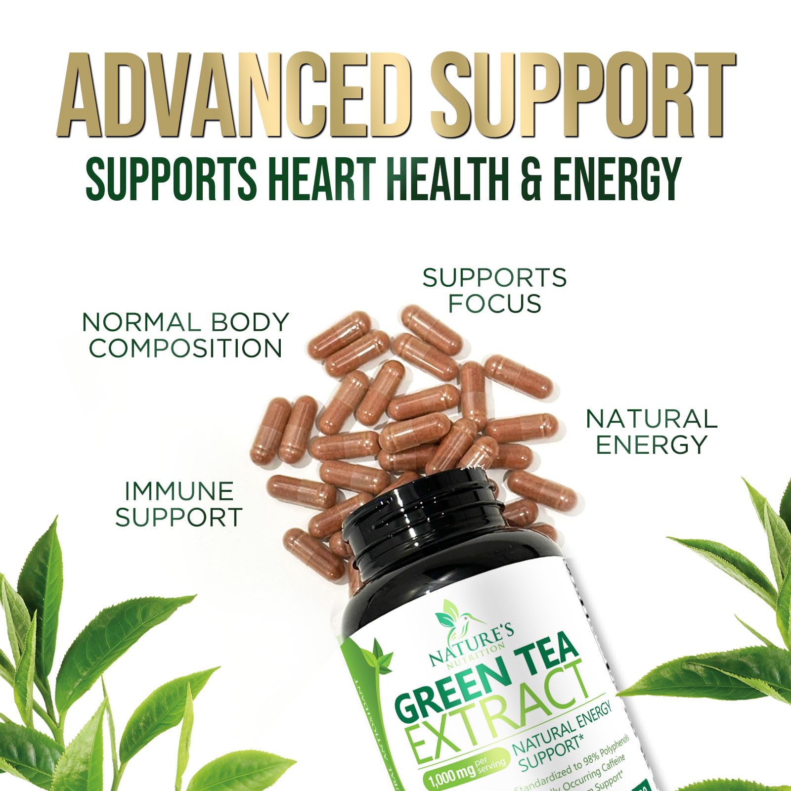 Side view of Nature's Nutrition vegetarian capsules bottle
