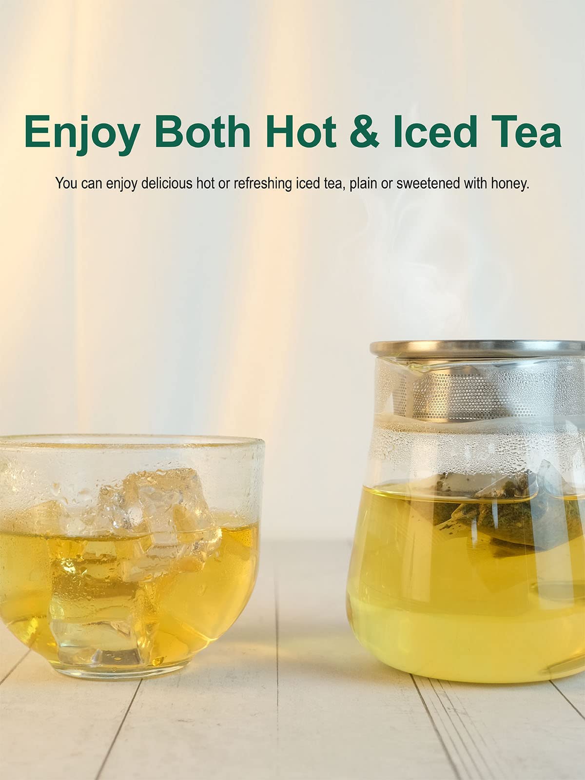 TeeLux green tea bags arranged neatly for display