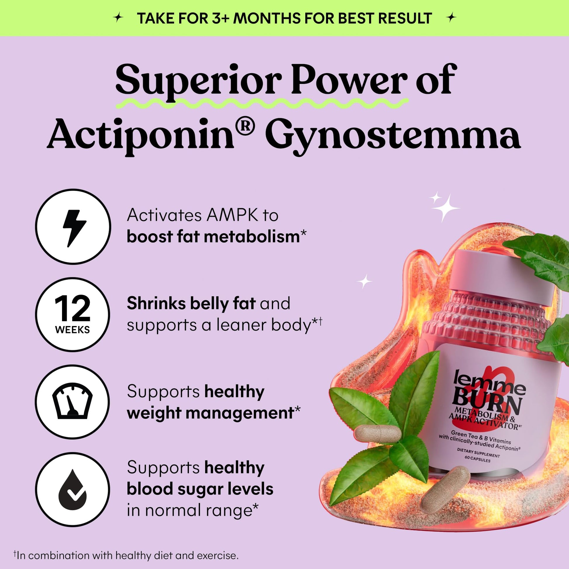 Side view of Lemme Burn 60 vegan capsules bottle
