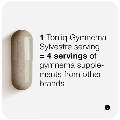 Toniiq Gymnema Sylvestre vegan capsules bottle side panel nutritional facts