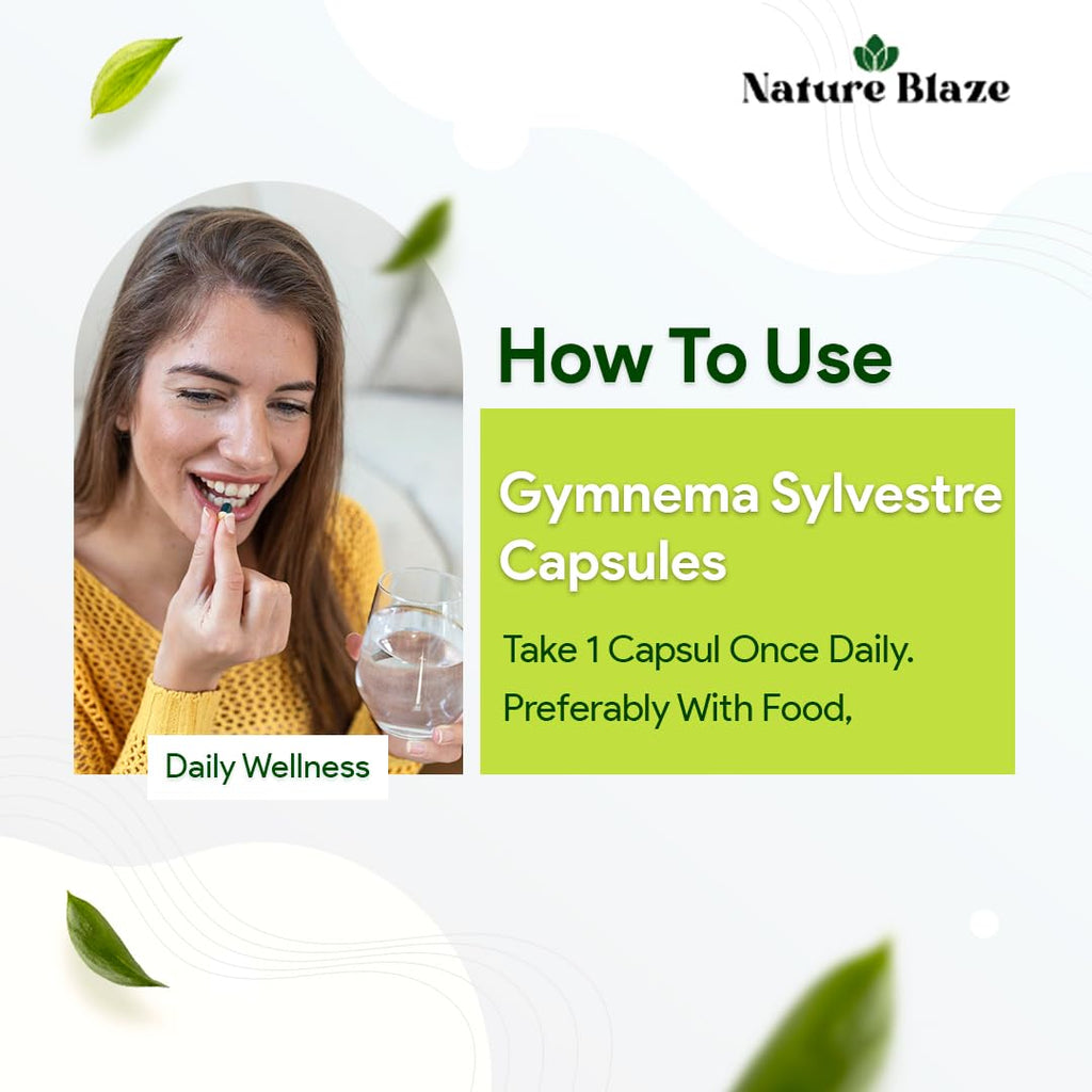 Premium imported Nature Blaze glucose support capsules label directions and safety guidelines.