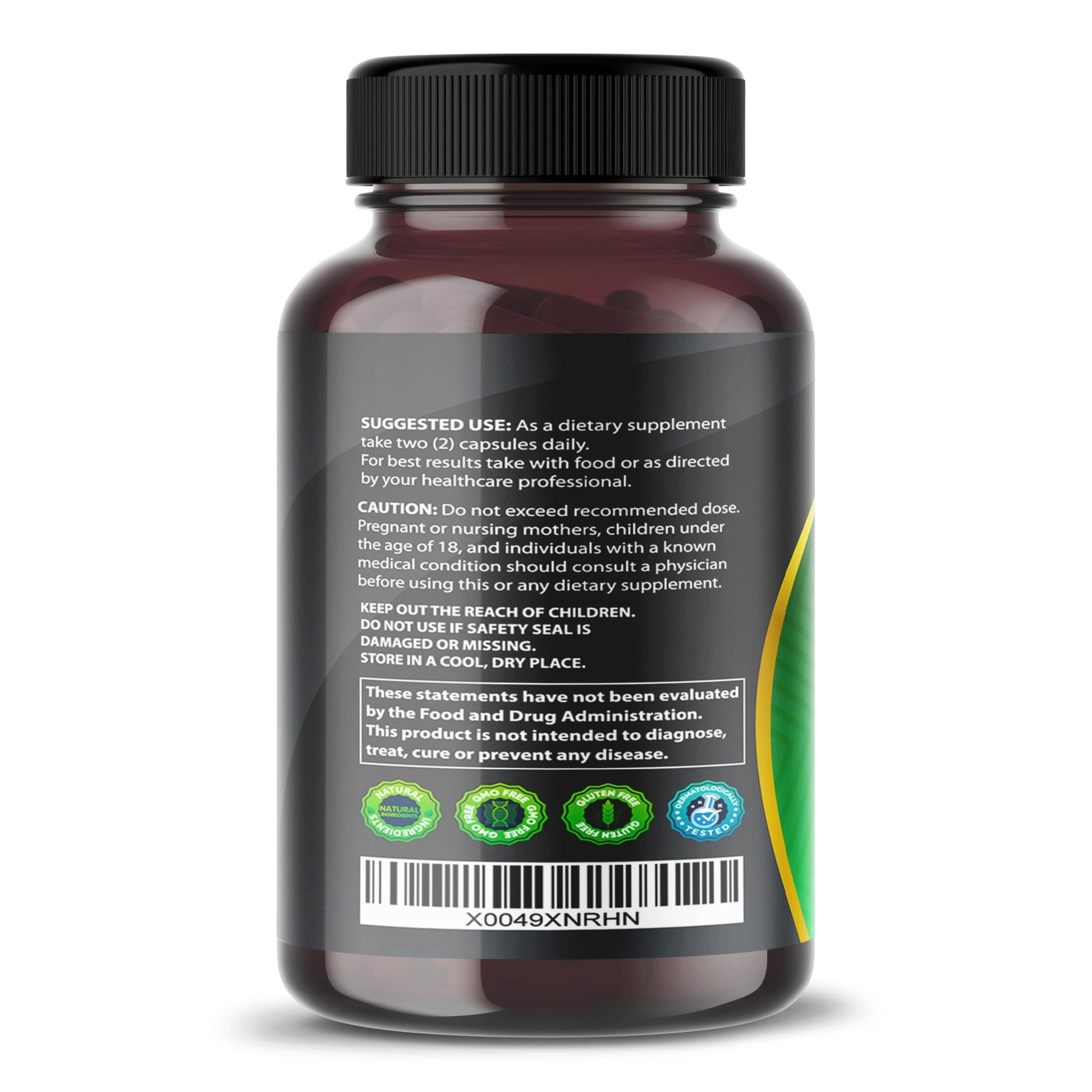 Imported Gudomet metabolic and heart wellness supplement bottle side view showing full ingredient listing