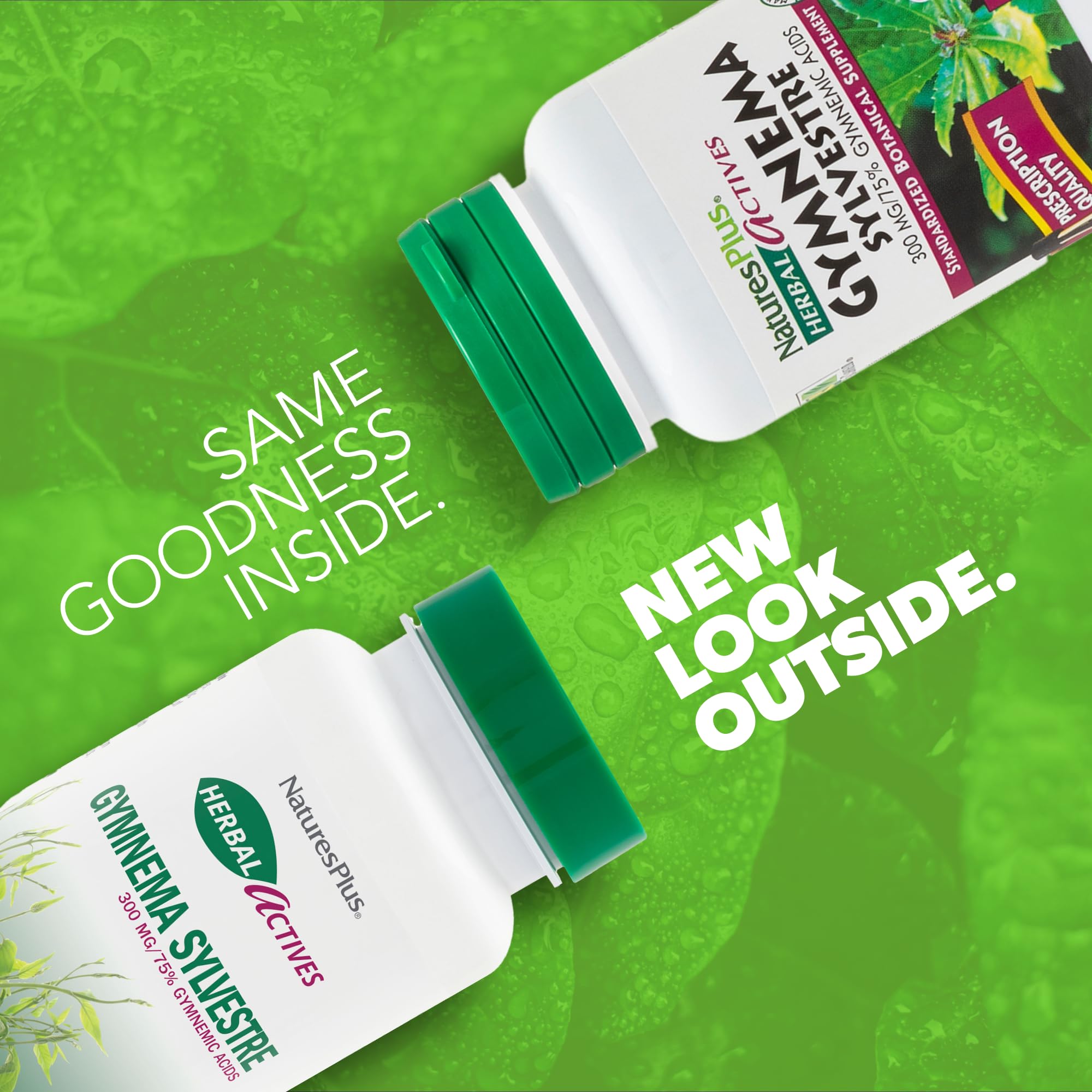 NaturesPlus Gymnema Sylvestre 60 vegan capsules packaging showing supplement facts and ingredients