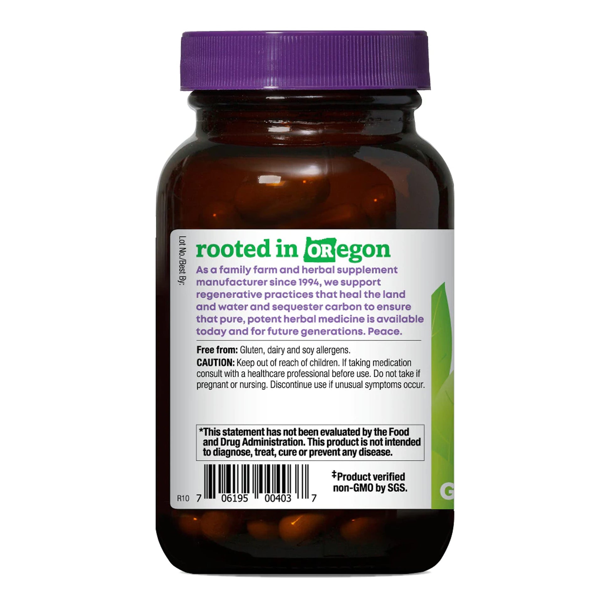 Premium organic Gymnema leaf metabolic support supplement packaging back view.
