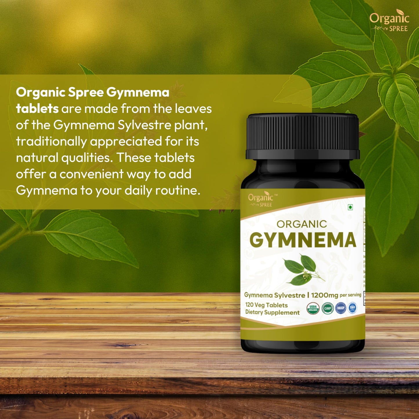 Organic Spree Gymnema Sylvestre supplement bottle showing USDA Organic seal