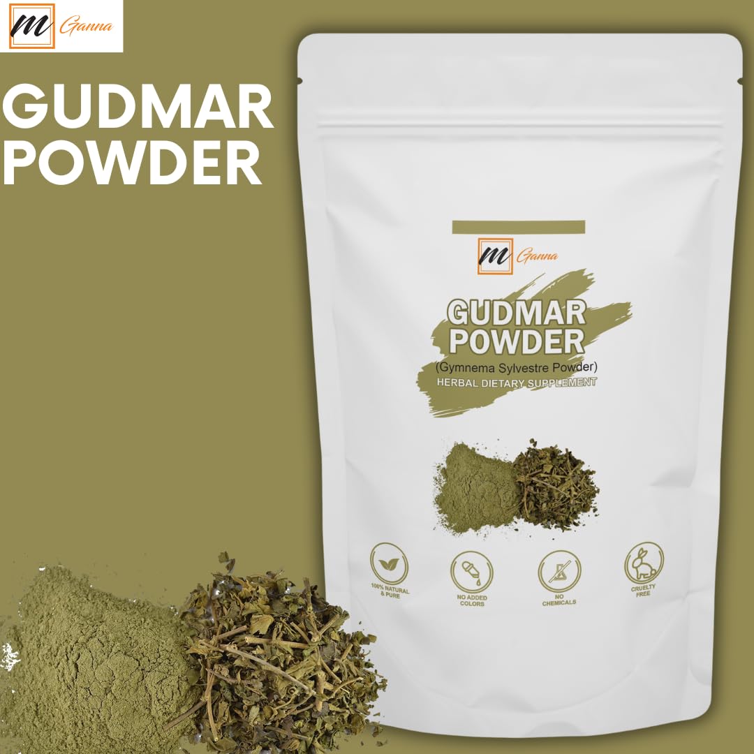 Gymnema Sylvestre pure natural powder texture details close up view